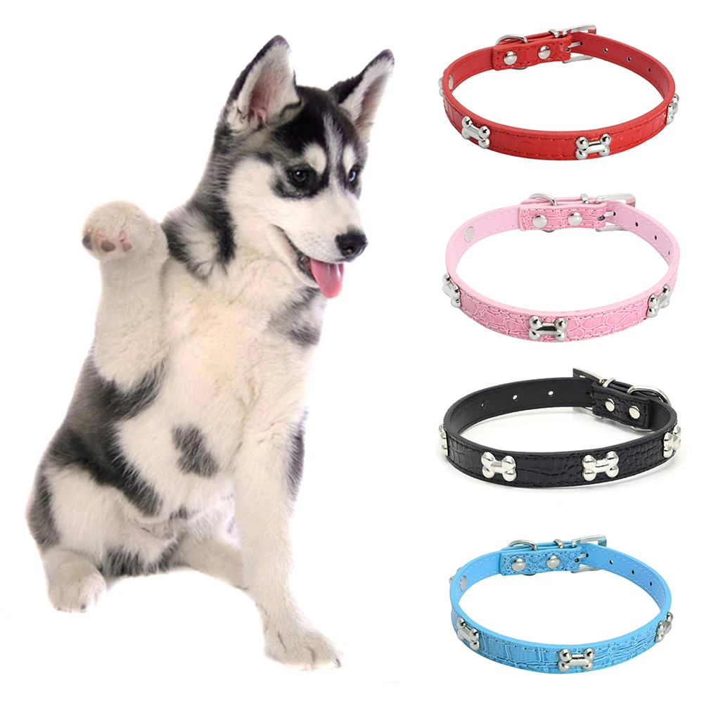 Регулируемый ошейник из искусственной кожи для маленьких собак и