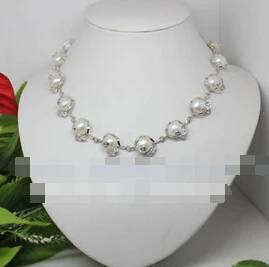 +++ 01380 White baroque pearls &amp GP chains necklace 18&quot | Украшения и аксессуары