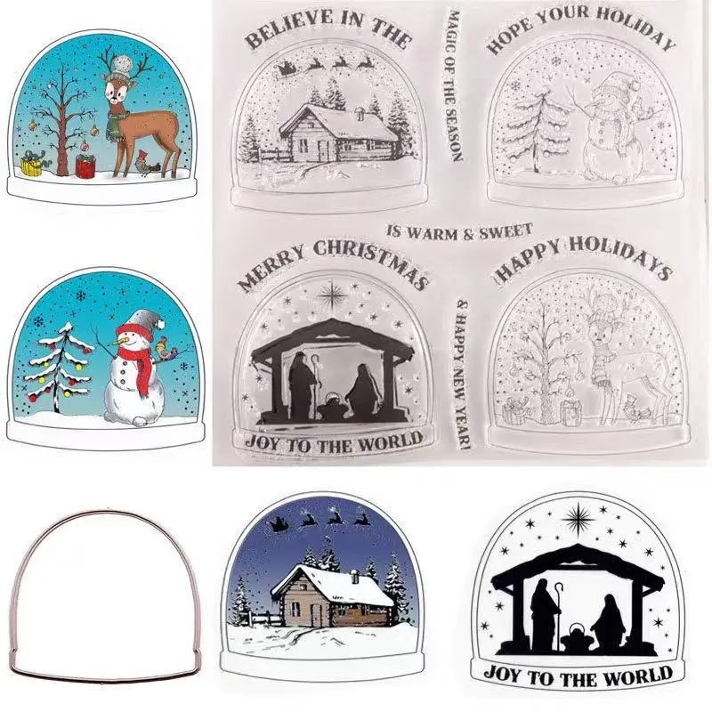 2019 Новый Зимний Рождественский Снеговик Олень ясный штамп и металлический