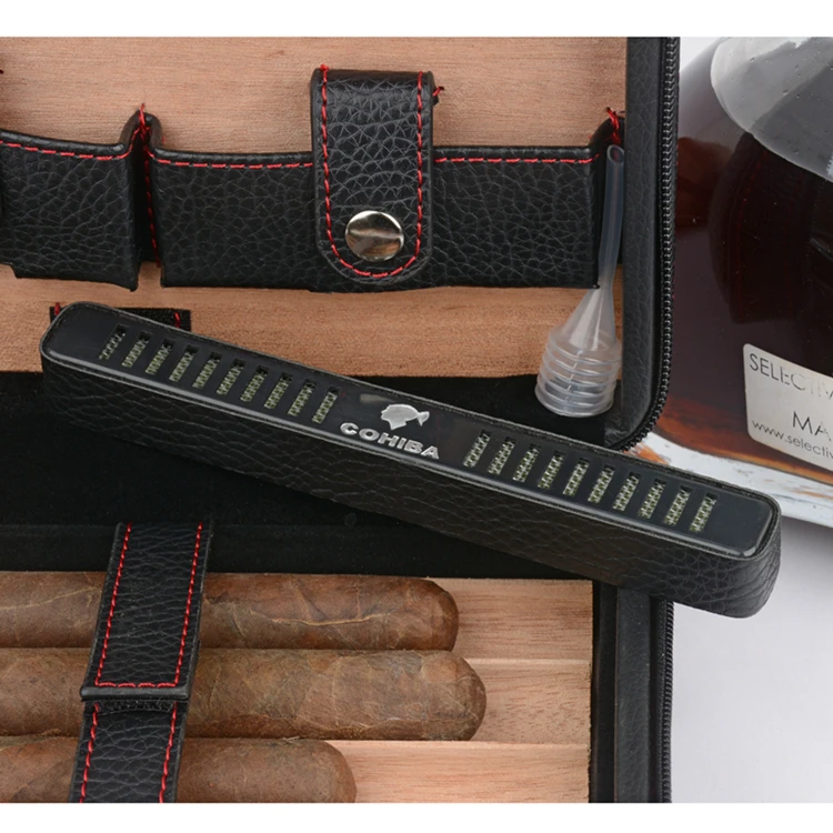 Новейшая версия Cohiba кожаный чехол для сигар портативный увлажнитель воздуха из кедрового дерева(без зажигалки