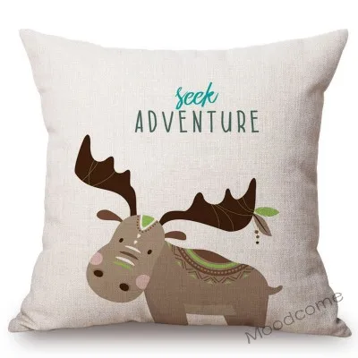 Cute Forest Animals Owl Raccoon Fox Bear Baby Cartoon Art Sofa Throw Pillow Case Lovely Woodland Animal Children Cushion Cover