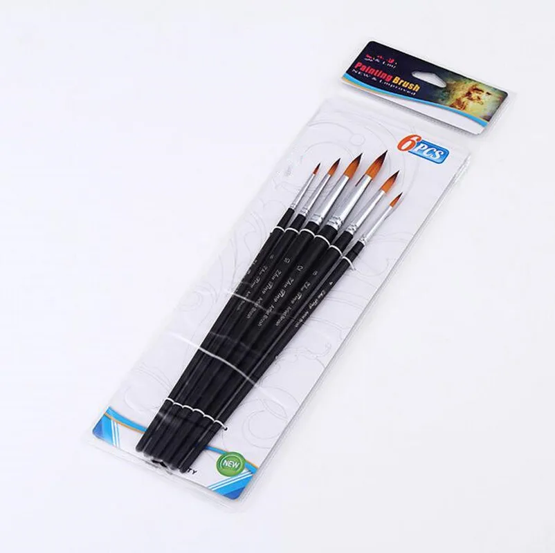 

6PCS/SET Different Size Paint Brush Set Finest Quality Soft Brushes Pen For Acrylic Watercolor Oil Drawing for students painting