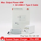 Зарядное устройство Huawei, оригинальный EU 40W Supercharge USB адаптер питания 5A USB type c кабель для mate 30 pro 20 nova 5 5t 5 pro p20 p30 pro