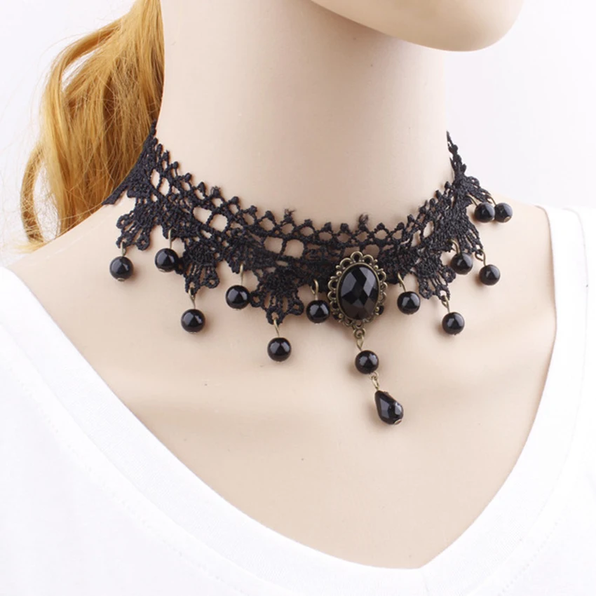 

Women's Vintage Collarbone Chain Neck Chain Lace Gothic Mysterious Necklace New Stage Performance Accessories