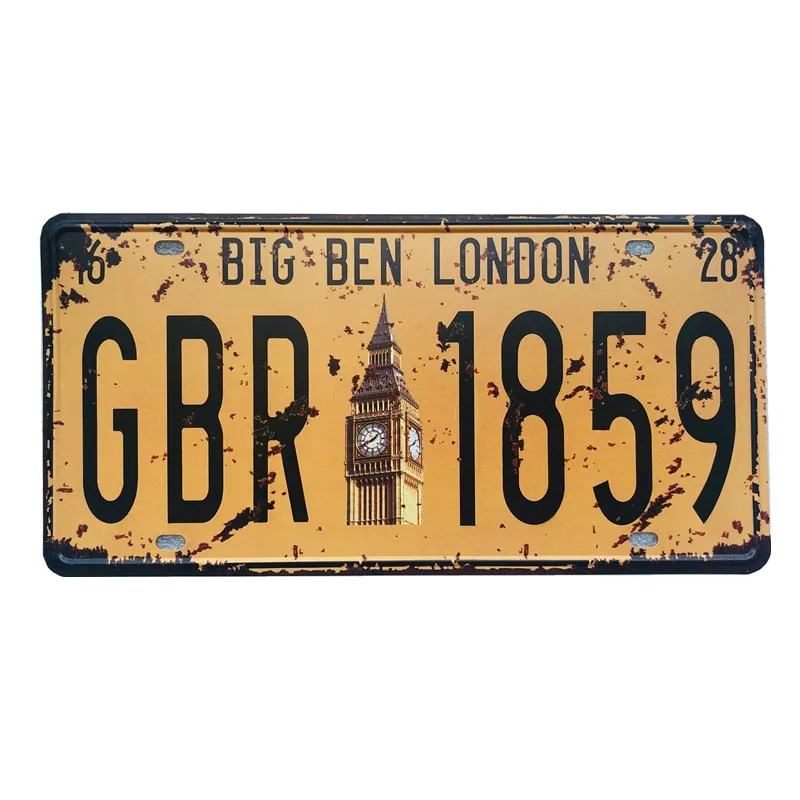 Оловянная вывеска GBR 1859 автомобильный лицензионный художественный настенный
