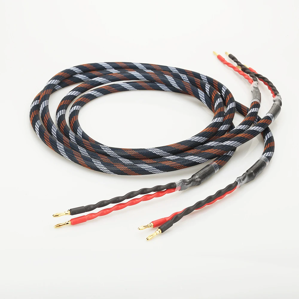 

Pair Golden Plated Audiophile Speaker Cable 2.5m hifi speaker wire cable