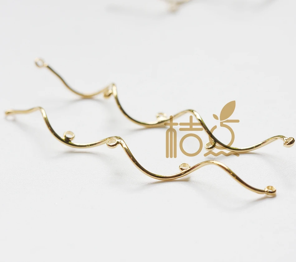 

2 Pieces Premium Gold Plated Brass Waved Earring Finding - 64x1mm (22Z)