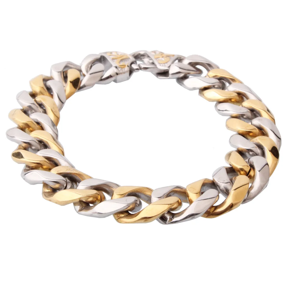 

Men's Bracelet Curb Link Chain Wristband 316L Stainless Steel Bracelet For Male Jewelry Wholesale 13/15mm