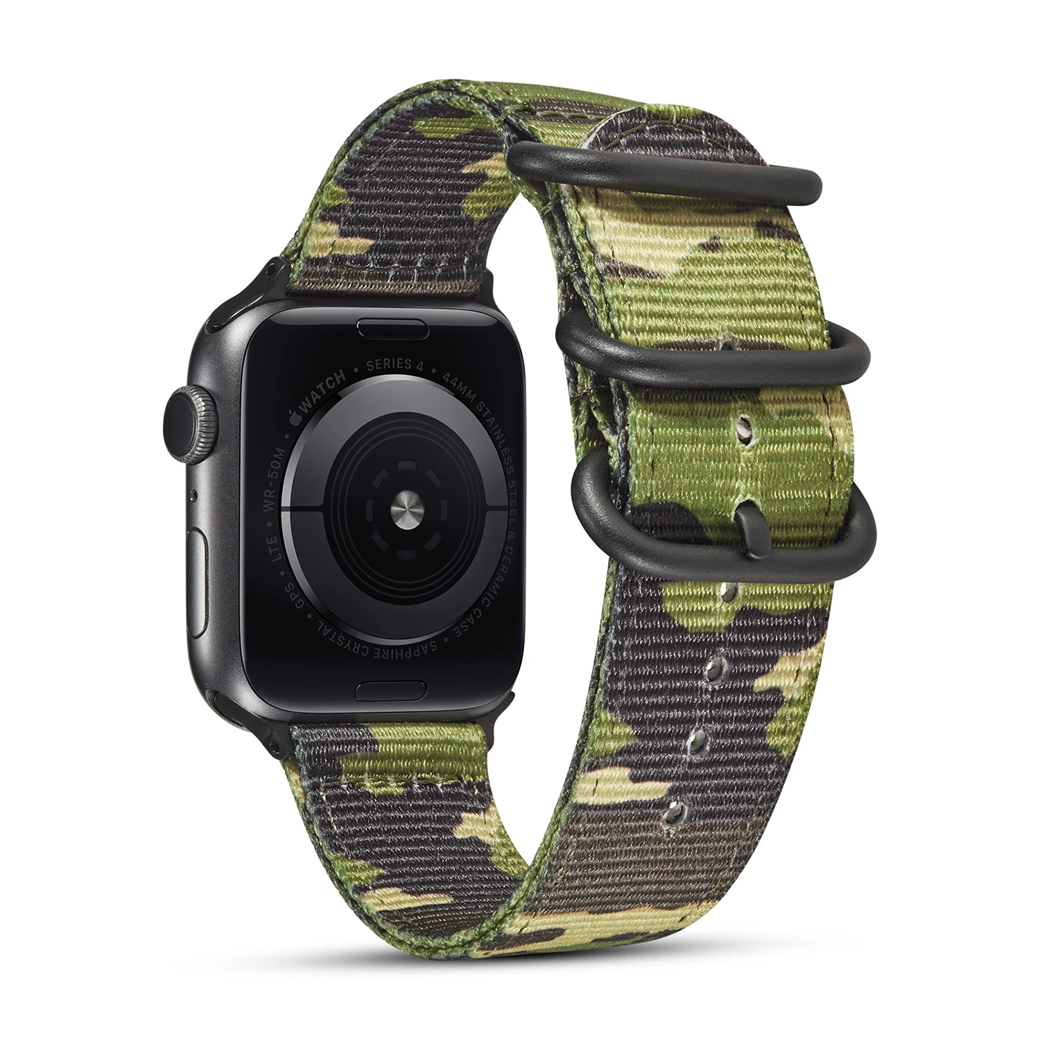 Ремешок нейлоновый для Apple Watch Series 1 2 3 4 5 6 SE армейский зеленый браслет наручных