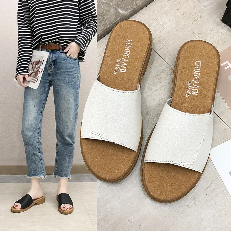 

MXHY2019 летние новые универсальные плоские сандалии с открытым носком в Корейском стиле Простые Модные женские сандалии и тапочки