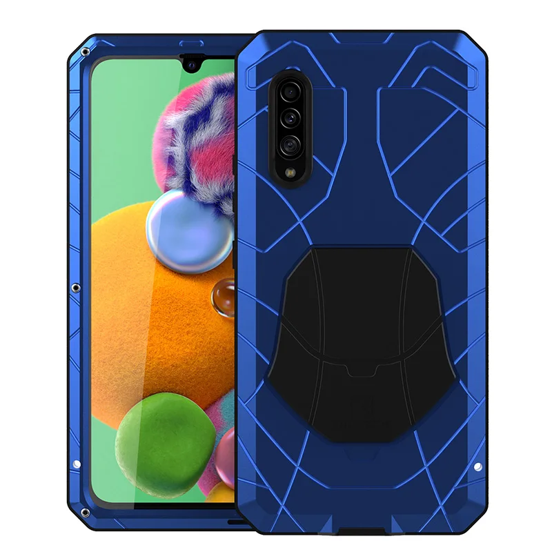 Для samsung Galaxy A90 5G Твердый корпус для телефона Алюминиевый металлический корпус Закаленное стекло Защитная крышка экрана сверхмощный защитный чехол