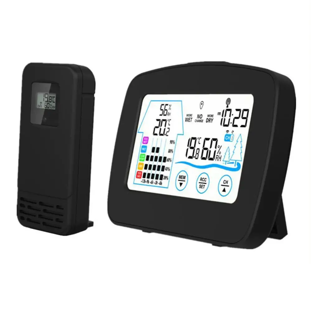 

LCD Electronic Digital Temperature Humidity Meter Indoor Outdoor Thermometer Hygrometer Weather Station Clock