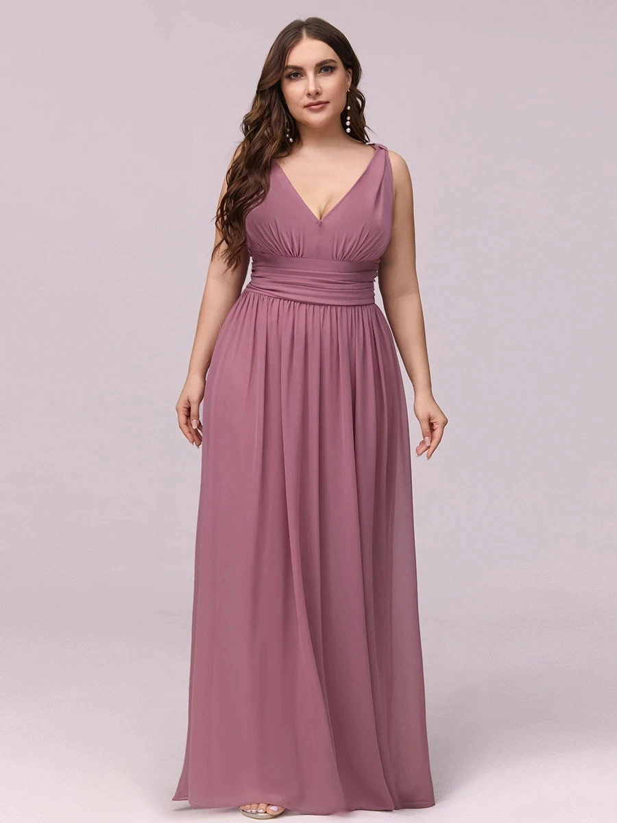 

Ever Pretty Robe de soirée Double V-Neck Maxi Long Wholesale Plus Size Evening Dresses Elegant Pary Gowns Vestidos De Gala