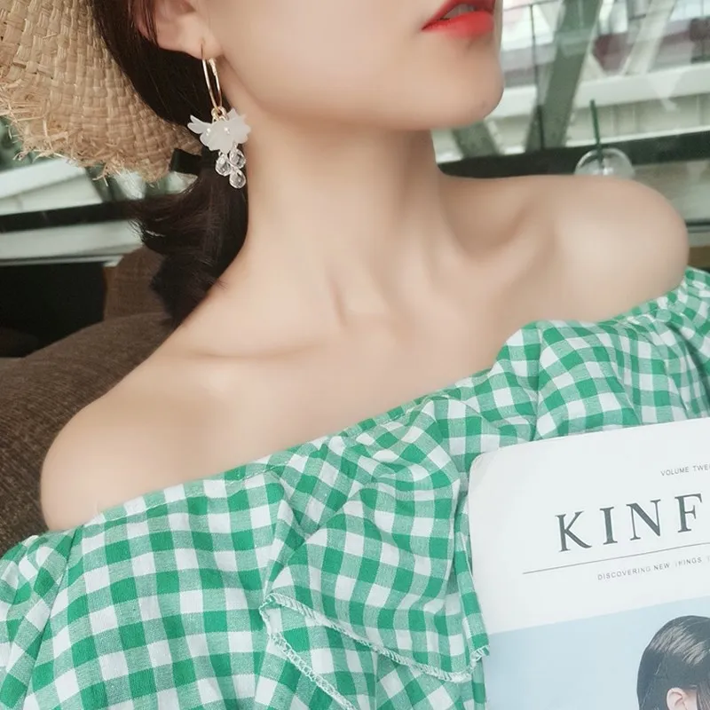 Винтажные Модные женские длинные серьги в форме цветка Акриловые лепестки для