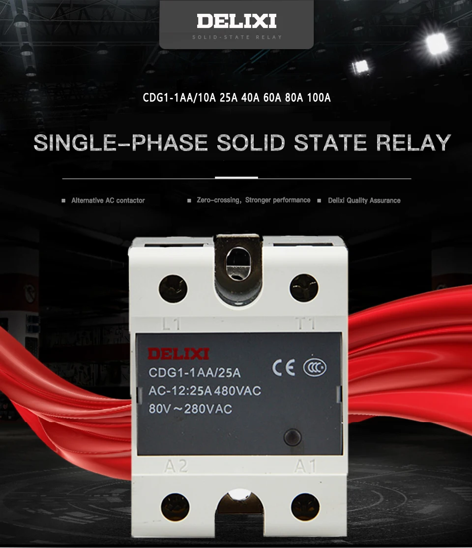 DELIXI CDG1 твердотельное реле SSR AA 60AA 80AA 100AA 80-280 В переменного тока до 24-480 В переменного тока SSR Однофазное управление переменного тока не Контактное реле