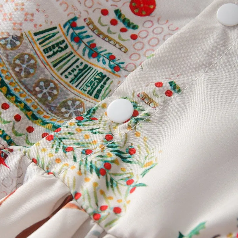 

Autumn Toddler Baby Sweet Dress Girls Cartoon Christmas Pattern Long Sleeve Dress Kids Newborn Infant Pageant Sundress 0-24M