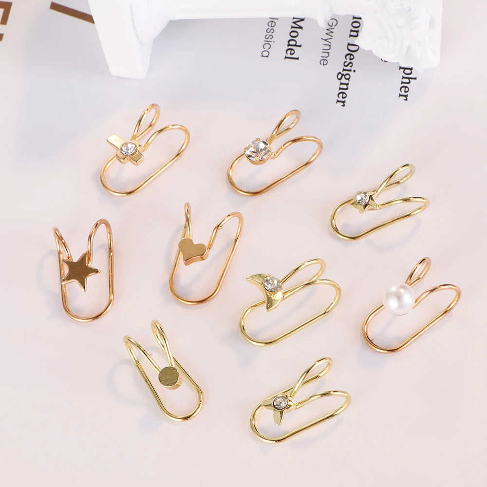 Новые модные женские серьги каффы U образные жемчужные клипсы в форме сердца