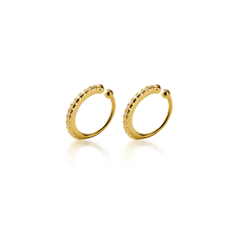 MloveAcc Trendy New 925 Sterling Silver CZ Round Circle Clip Earrings for Women Fashion Jewelry | Украшения и аксессуары