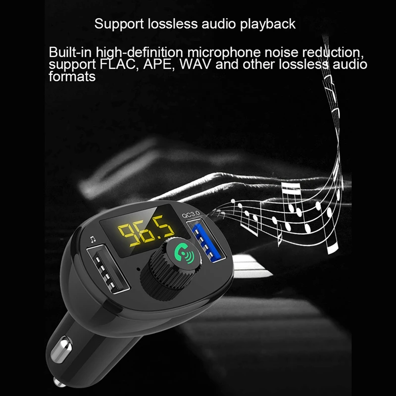

Car Mp3 Player Mobile Phone Call Handsfree Dual Usb Fast Charger Bluetooth 4.2 Fm Transmitter Voltage Detection Visture