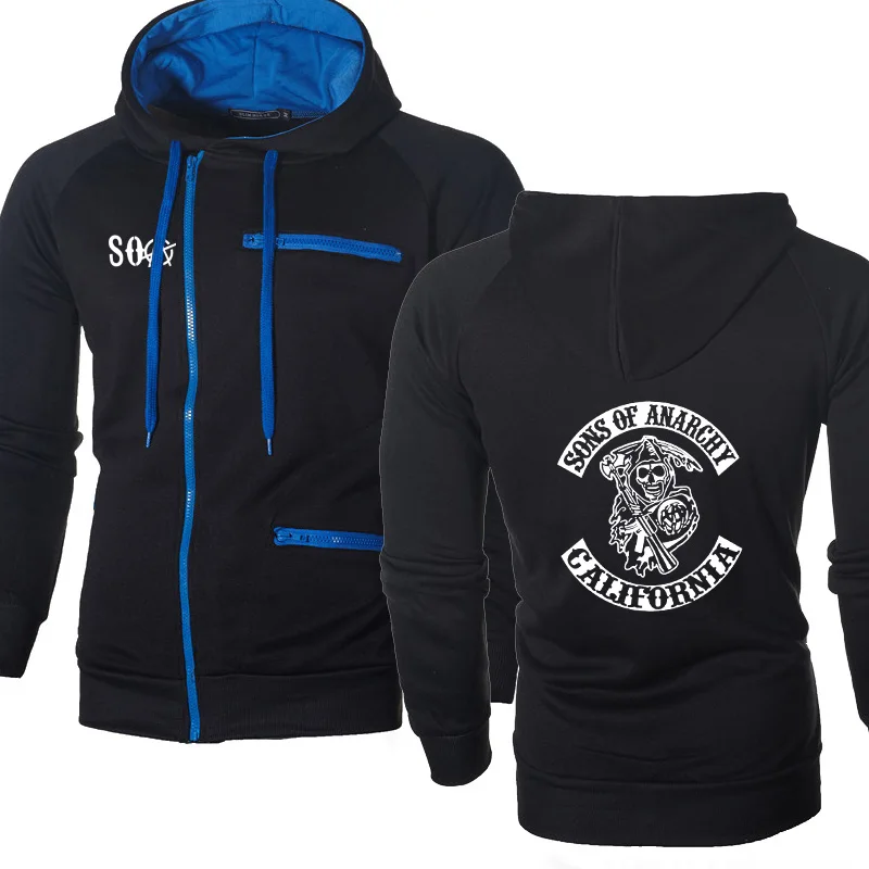 

Мужская Флисовая Толстовка с капюшоном, на молнии