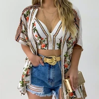 2021 new casual summer women floral print top ruffles cover up set boho short spaghetti strap vacation beach clothing