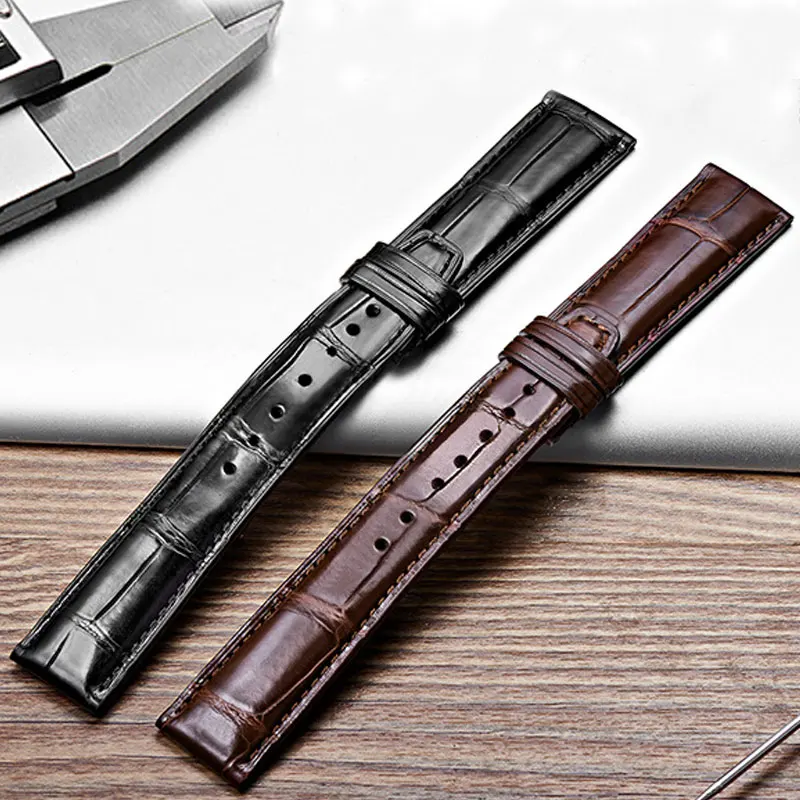 

New FUYIJIA Custom PORTUGIESER Strap Handmade Genuine Alligator Watchbands Men Top Watch Band 20MM 21MM 22MM Crocodile Skin Belt