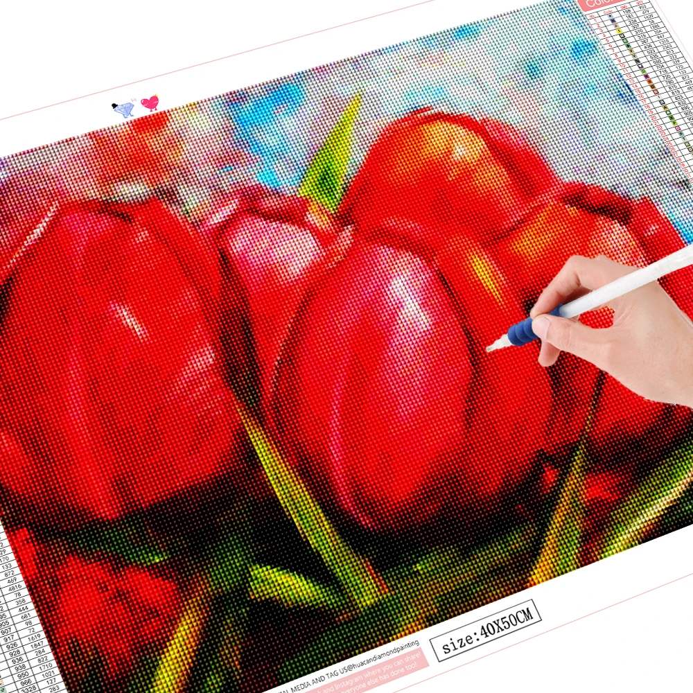 Картина для алмазной вышивки полностью круглая 5D картина с рисунком тюльпана