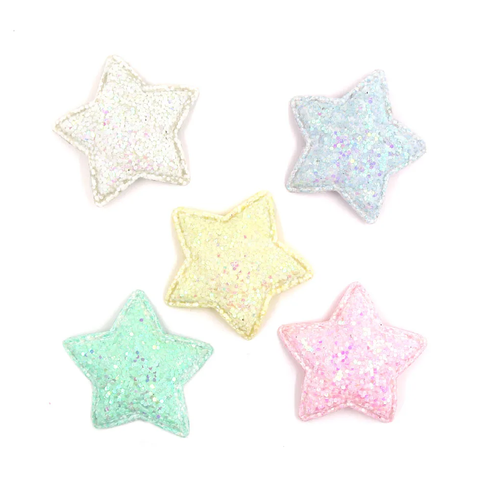 10 шт. разноцветные нашивки со звездами милые с блестками для одежды блестящие