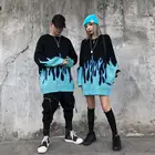 Свитер женский с круглым вырезом, в стиле хип-хоп, Харадзюку, жаккардовый пуловер с рисунком пламени для влюбленных пар, вязаный Топ, свободный мужской свитер, 2022