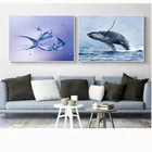 Плакат настенный с морскими животными, рыбками, золотой рыбкой, дельфином, акулой