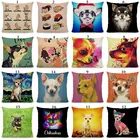 Чехол для подушки XUNYU для чихуахуа, декоративная подушка для дивана чехол для автомобиля, домашний декор, чехол для подушки 45x45 см DWG019