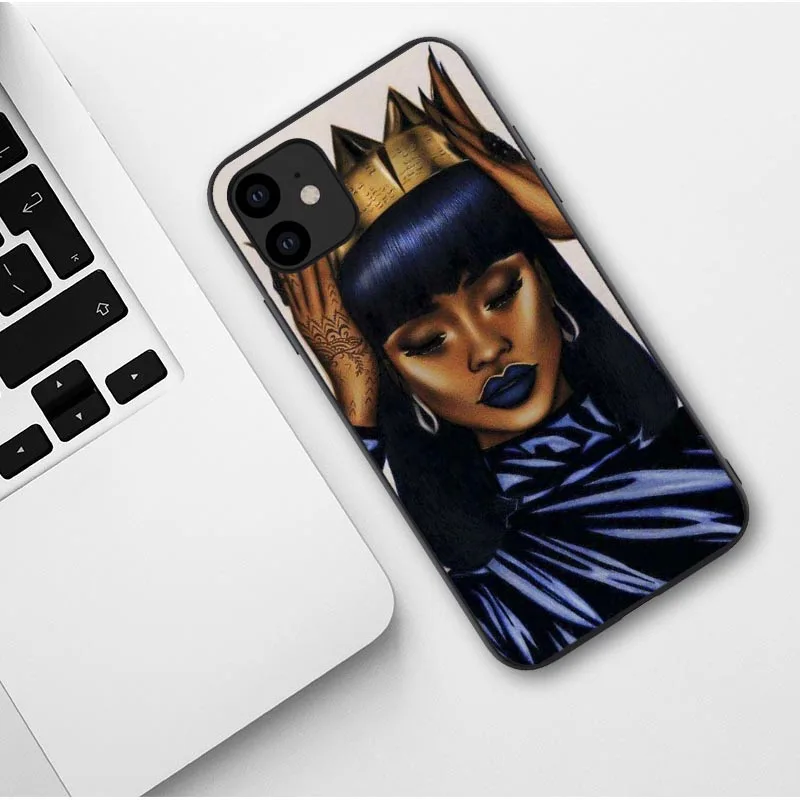 

Queen Black Girl Quotes Luxury I Am Black Excellence Soft Back Cover Phone Case for iPhone 11 Pro Max 12 X XS Max XR 6S 7 8 Plus