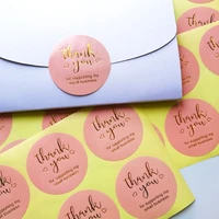 60pcs 2inch golden thank you bronzing stickers round pink stickers labels mailing supplies festival paper large size 50mm