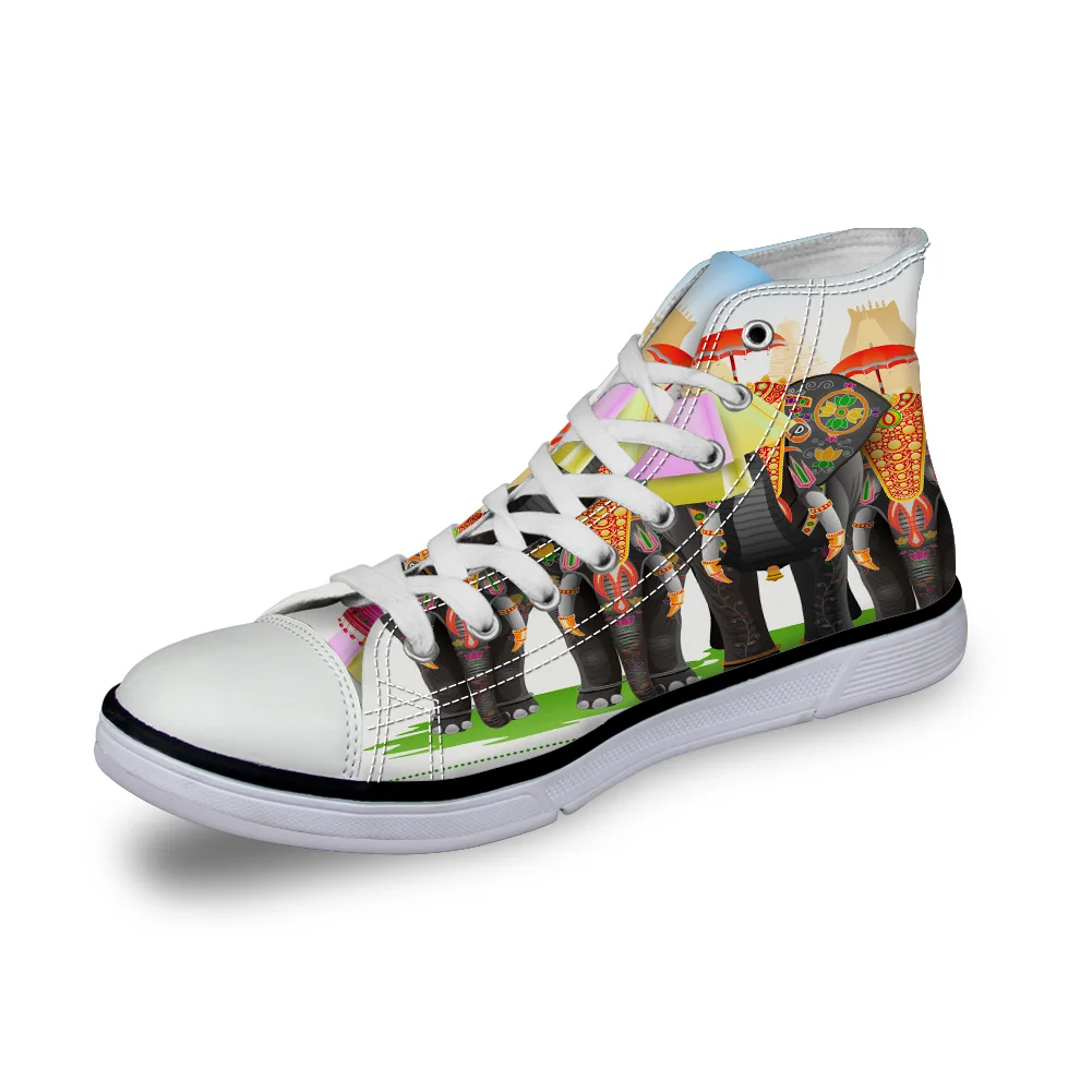 WHEREISART/Женская парусиновая обувь Африка Индийский Слон высокая флэтс унисекс