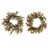 1pcs christmas berry pine cone wreath wall hanging pine cone artificial wreath for front door harvest festival autumn decoration