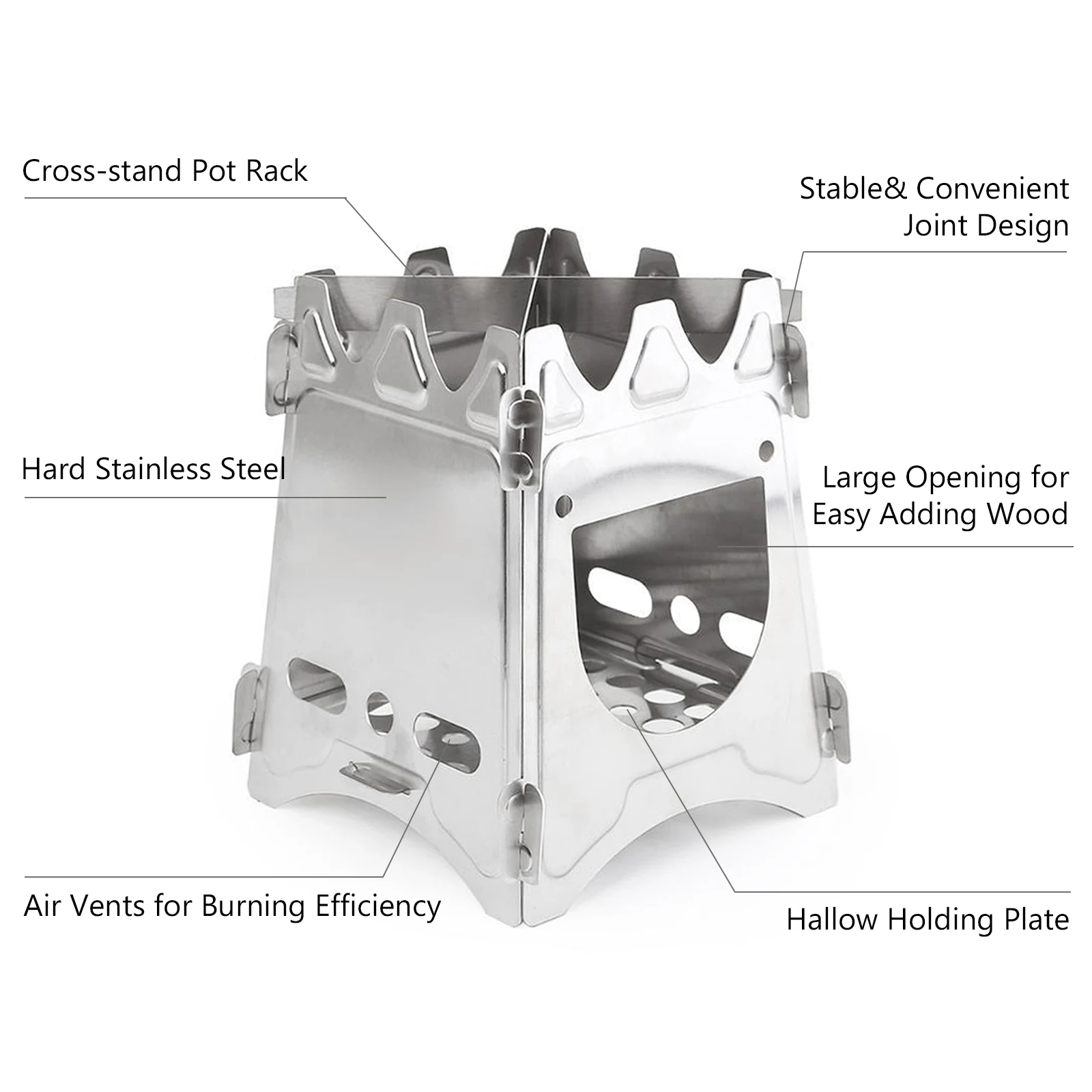 Портативная деревянная плита из нержавеющей стали легкая складная для кемпинга