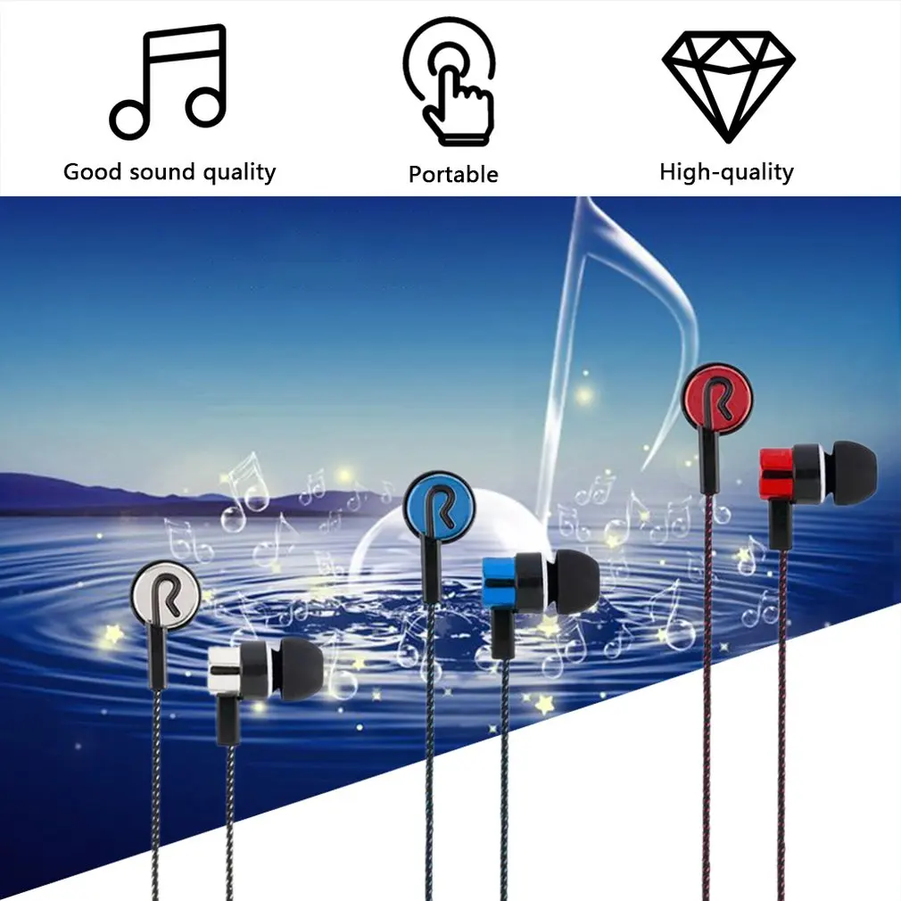 

Earphone Braided Wiring Bass In Ear Music Earphone HIFI Stereo Earbuds Noise Isolating Sport Earphones With Mic