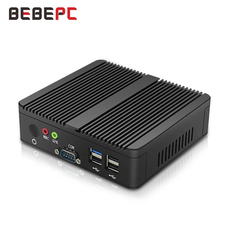 BEBEPC безвентиляторный мини ПК 2 * COM Intel Celeron J1900 четырёхъядерники Dual LAN Windows 10 Ubuntu