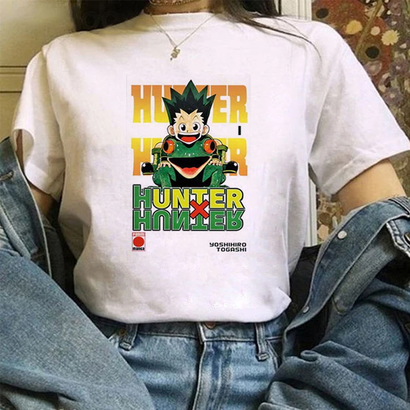 

Hunter X Hunter T-shirts With Short Sleeves White Crop Top Women-clothing Woman Short-sleeve T-shirt Summer Women's 2021 Tops