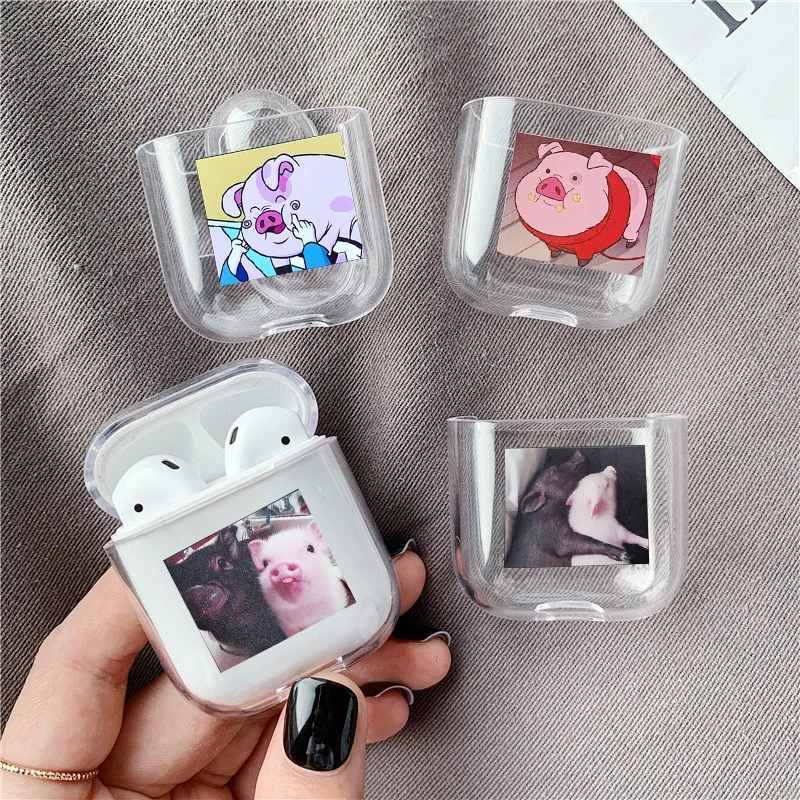 Прозрачный жесткий чехол для Airpods Pro с забавным рисунком поросенка из мультфильма, Bluetooth гарнитура, защитный чехол для Air Pods 3 2, чехол