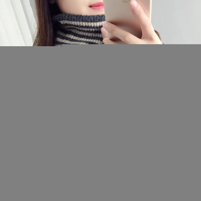 Свитер женский вязаный в полоску черный серый | Женская одежда