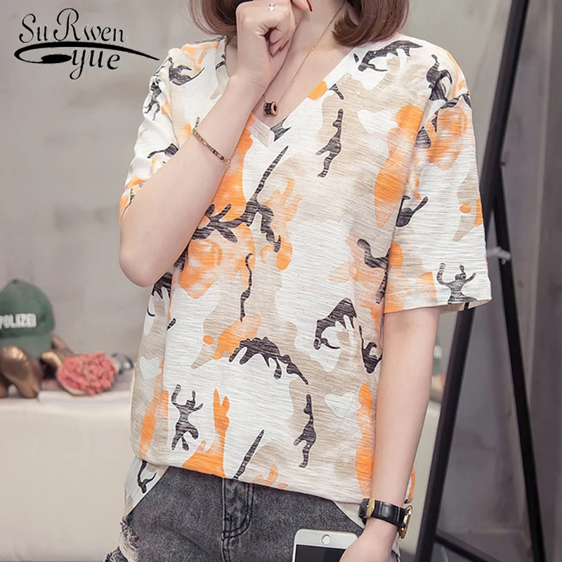 

Женский топ из чистого хлопка, Свободный Повседневный Топ большого размера 4XL с коротким рукавом в Корейском стиле, модель 2021 50 на лето, 9014