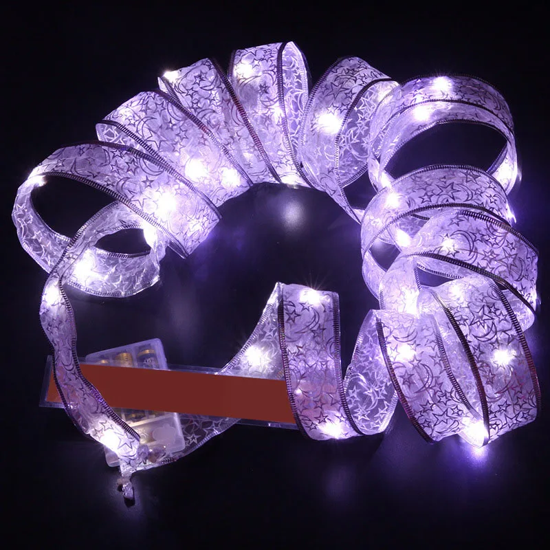 

4M New Christmas Ribbon With LED Lights Waterproof For Christmas Tree Decorations 2022 New Year Wall Window Home Decorations
