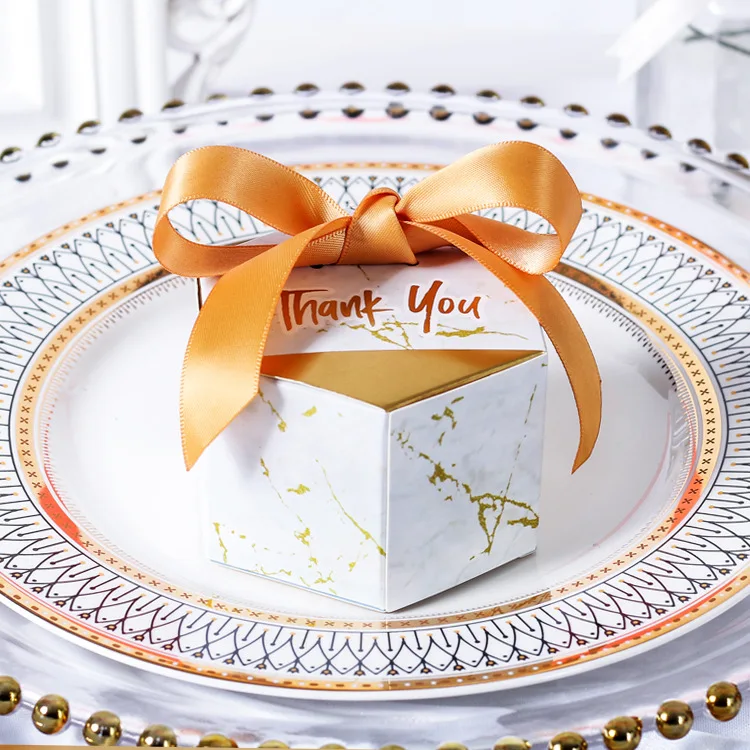 

50/100pcs New Creative Marbling style Candy Boxes Wedding Favors Party Supplies Baby Shower thanks Gift Box