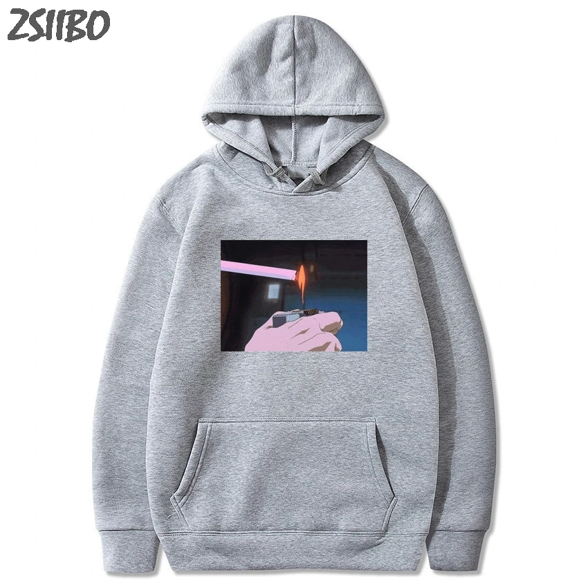 Harajuku Sad somke Vapor wave принт Забавный аниме принт унисекс толстовка мужские толстовки мужские повседневные топы с капюшоном уличная одежда - Цвет: Hui2