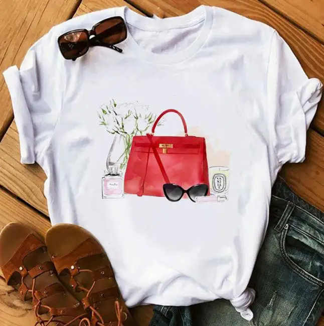 

YEMUSEED New Women Short Sleeve T-shirt Casual Printing Tops O-Neck Tee Shirt 4XL FFV217