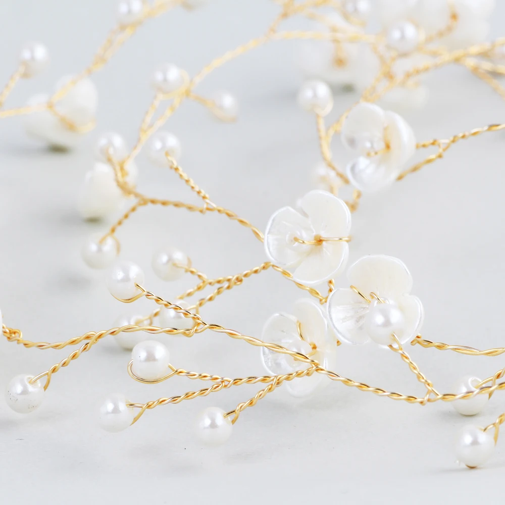 NPASON Pearl Flower Headbands For Women Bride Hair Accessories Light Gond Wedding Headband Ornament | Украшения и аксессуары
