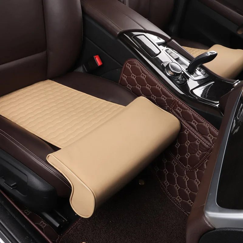 1 pc pu leather Искусственная кожа Автомобильное Сиденье Поддержка ног Расширенный лен хлопок сиденье ноги поддержка Ноги Уход ноги подушка наколенник бедра автомобиль аксессуар - Название цвета: 1 pc pu leather