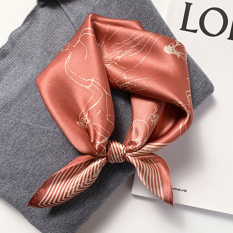 

Дизайнерский женский шейный платок 100% натуральный шелковый квадратный шарф женский винтажный пончо-бандана для волос 2022