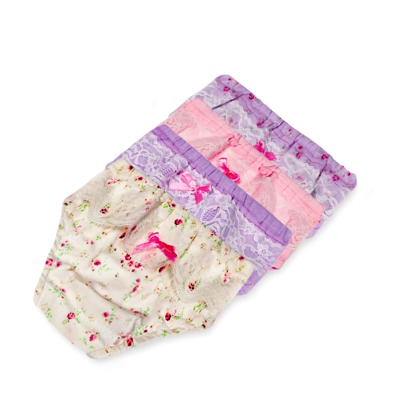 

4-6Y Girl Cute Cartoon Print Lace Cotton Light Breathable Underwear Underwear 2 Pack